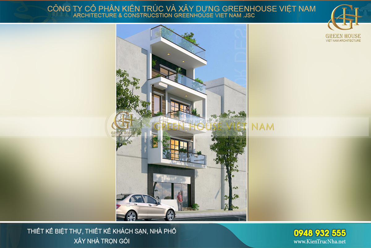 thiết kế nhà phố 4 tầng hiện đại