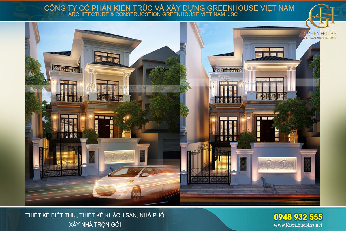thiết kế biệt thự tân cổ điển 3 tầng tại Hà Nội
