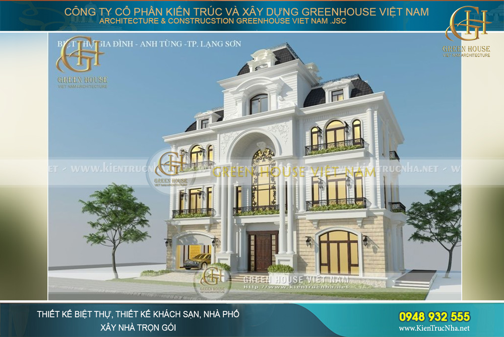 thiết kế biá»t thá»± tân cá» Äiá»n 4 tầng