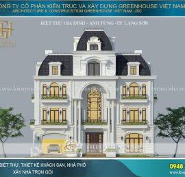 thiết kế biệt thự tân cổ điển 4 tầng