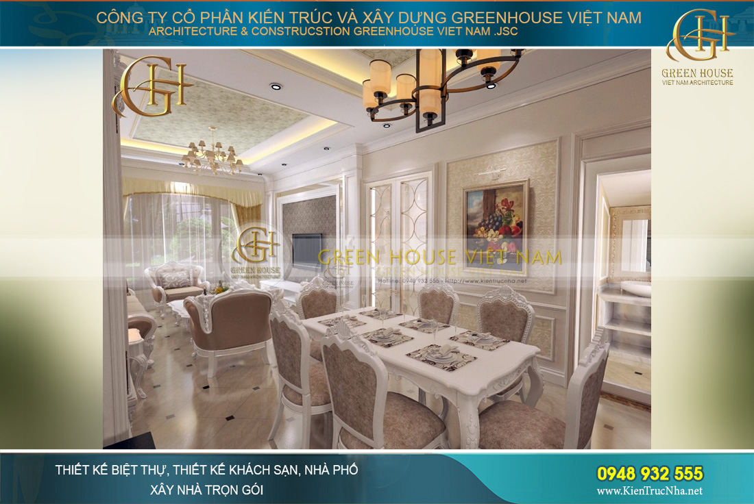 thiết kế nội thất biệt thự tân cổ điển Hà Nội