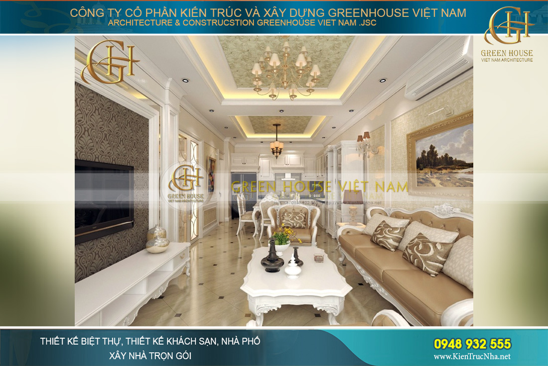 thiết kế nội thất biệt thự tân cổ điển Hà Nội