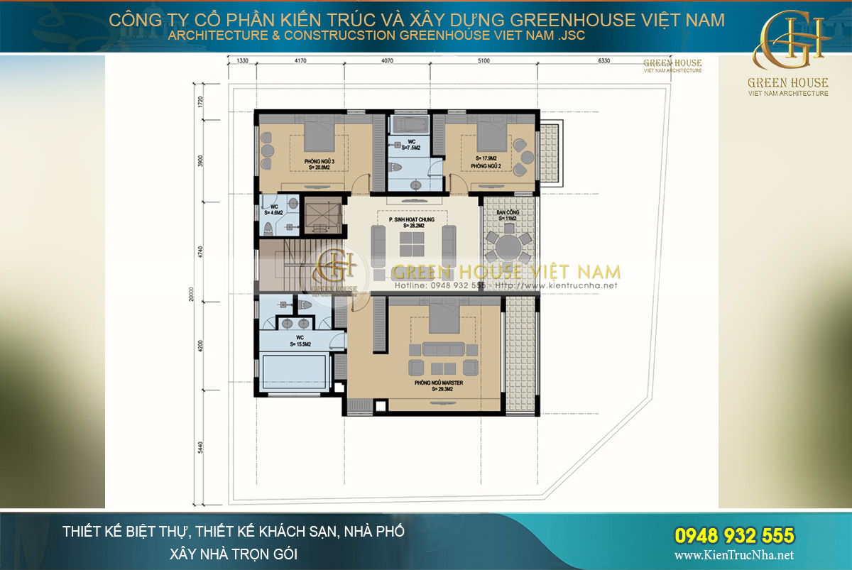 thiết kế biệt thự tân cổ điển mái mansard tại hà nội