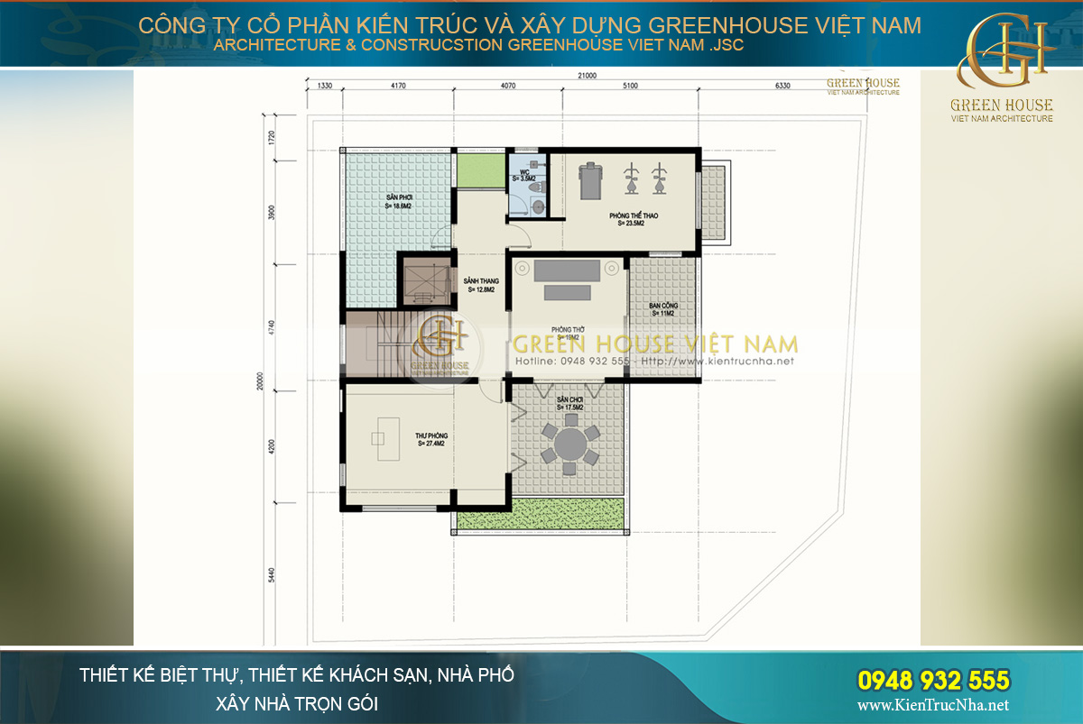thiết kế biệt thự tân cổ điển mái mansard tại hà nội