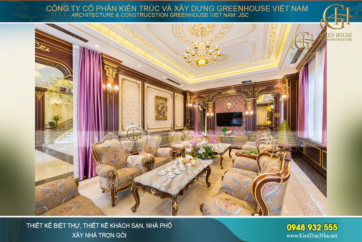 thiết kế nội thất biệt thự tân cổ điển 3 tầng