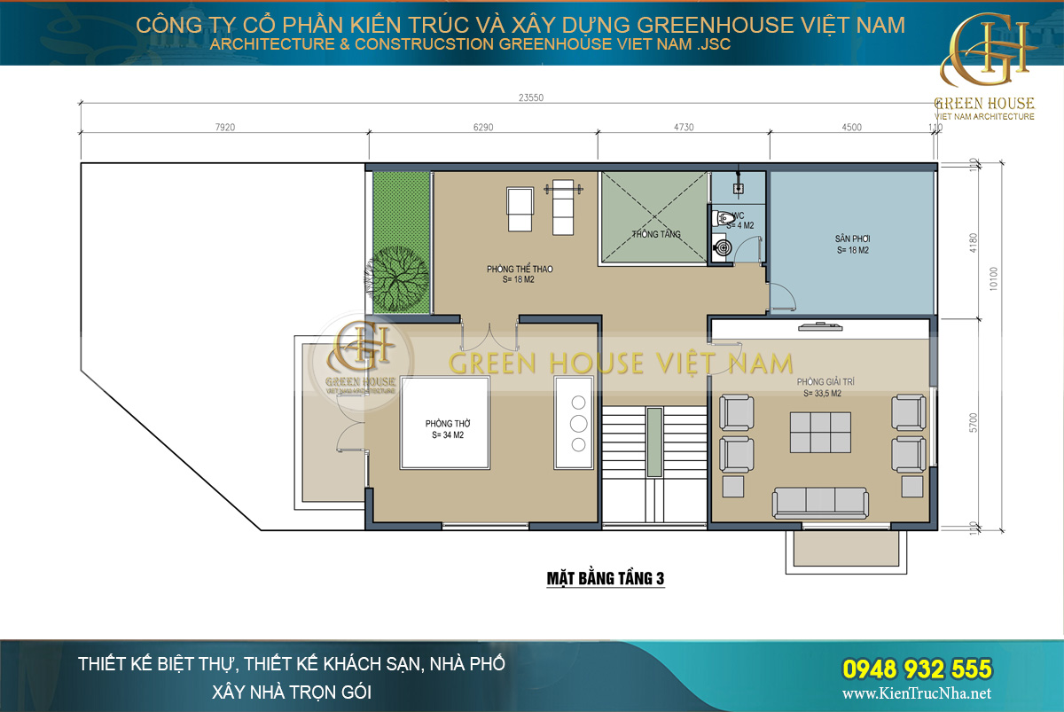 thiết kế biệt thự tân cổ điển 3 tầng tại Bắc Giang