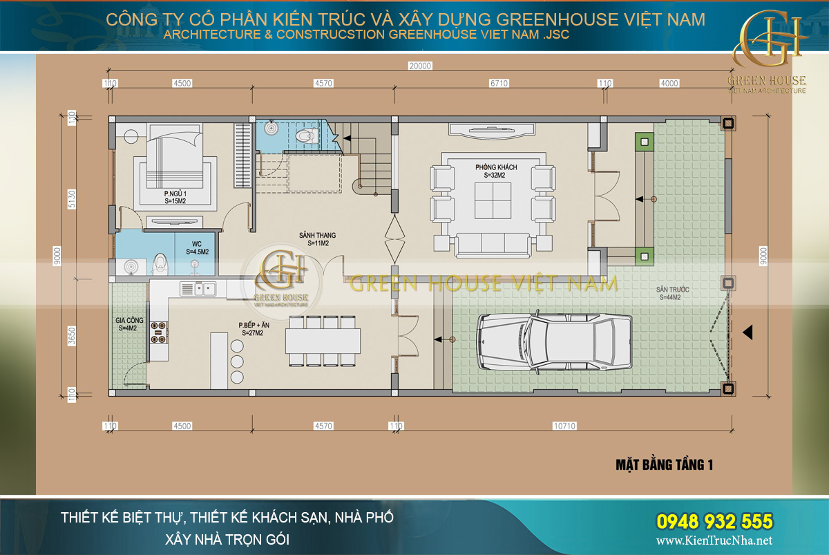thiết kế nhà phố hiện đại 3 tầng tại bắc giang