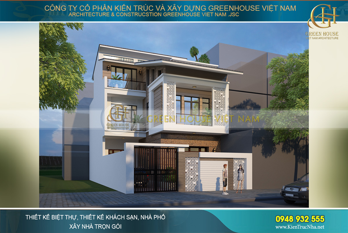 thiết kế nhà phố hiện đại 3 tầng tại bắc giang