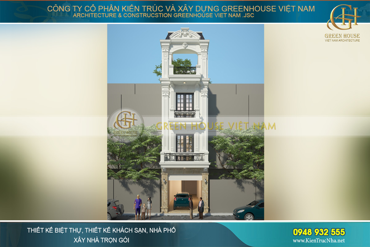 thiết kế nhà phố tân cổ điển 3 tầng tại Hà Nội