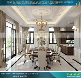 thiết kế nội thất phòng ăn biệt thự tân cổ điển đẹp