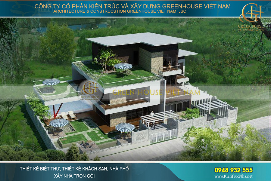 thiết kế biệt thự sân vườn thuận phong thủy