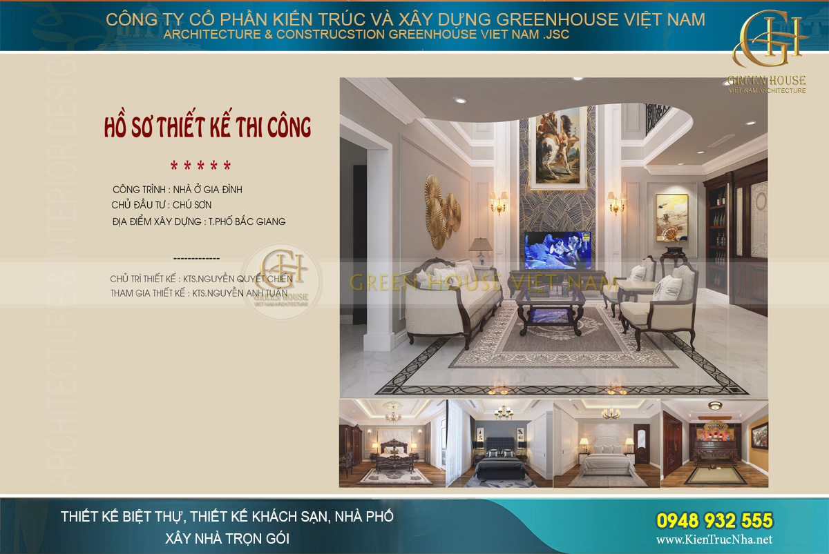 thiết kế nội thất biệt thự tân cổ điển bắc giang