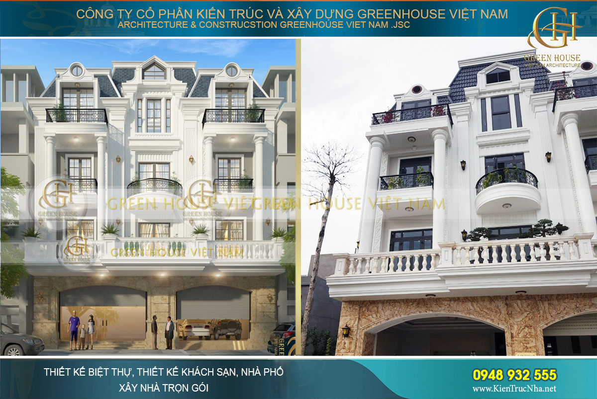 thi công trọn gói biệt thự tân cổ điển 3 tầng