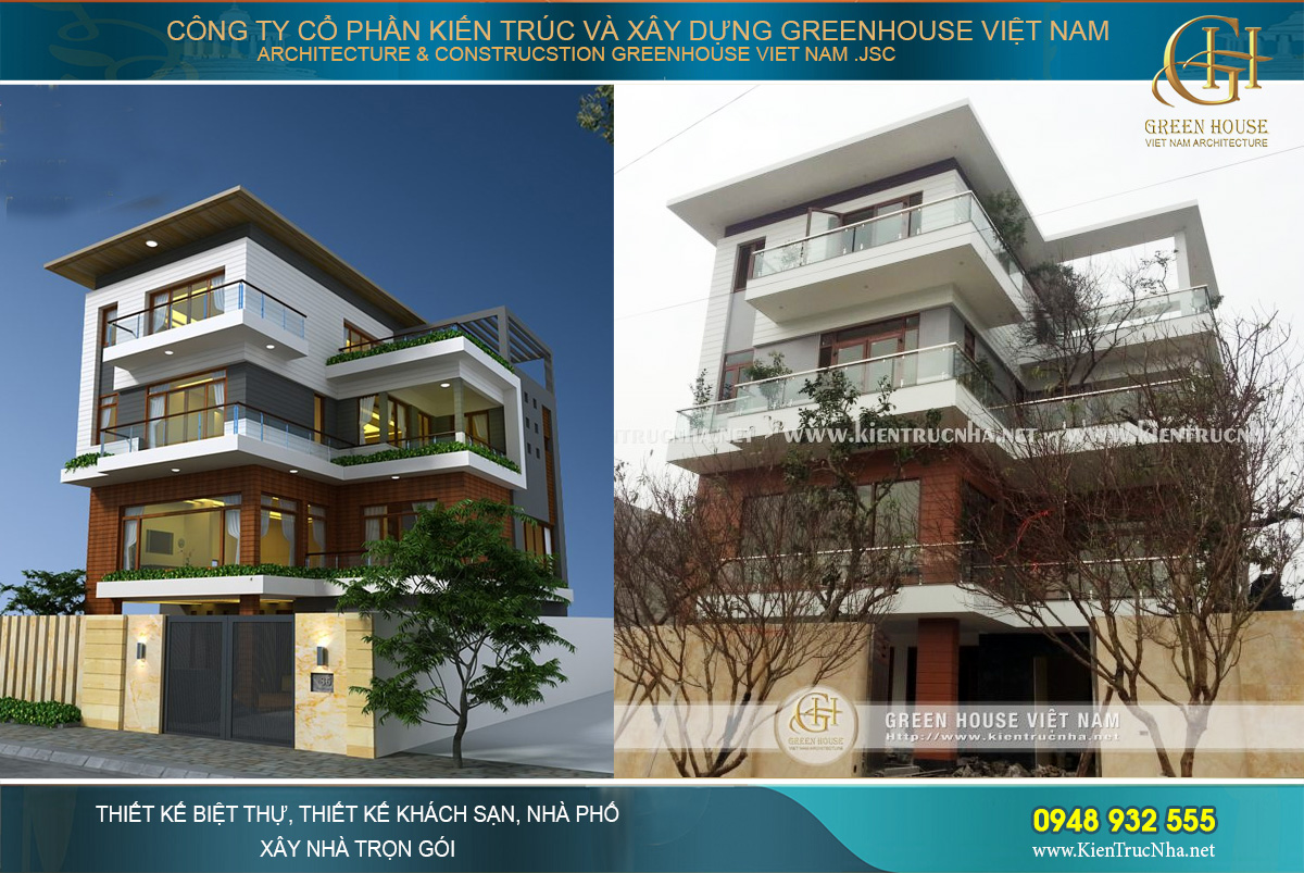 thi công trọn gói biệt thự hiện đại 4 tầng