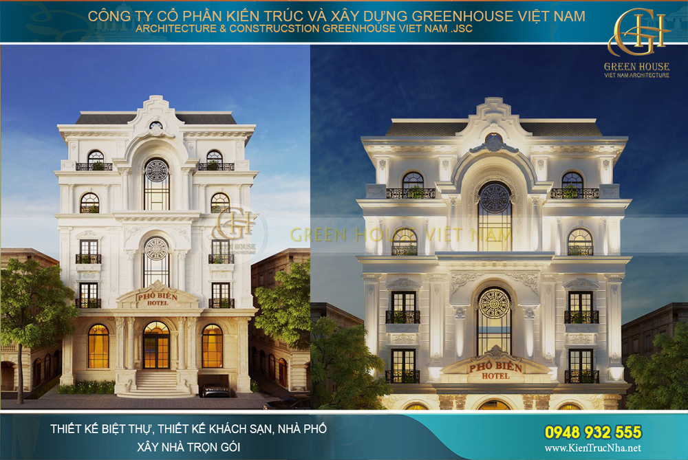 thiết kế khách sạn tân cổ điển 5 tầng