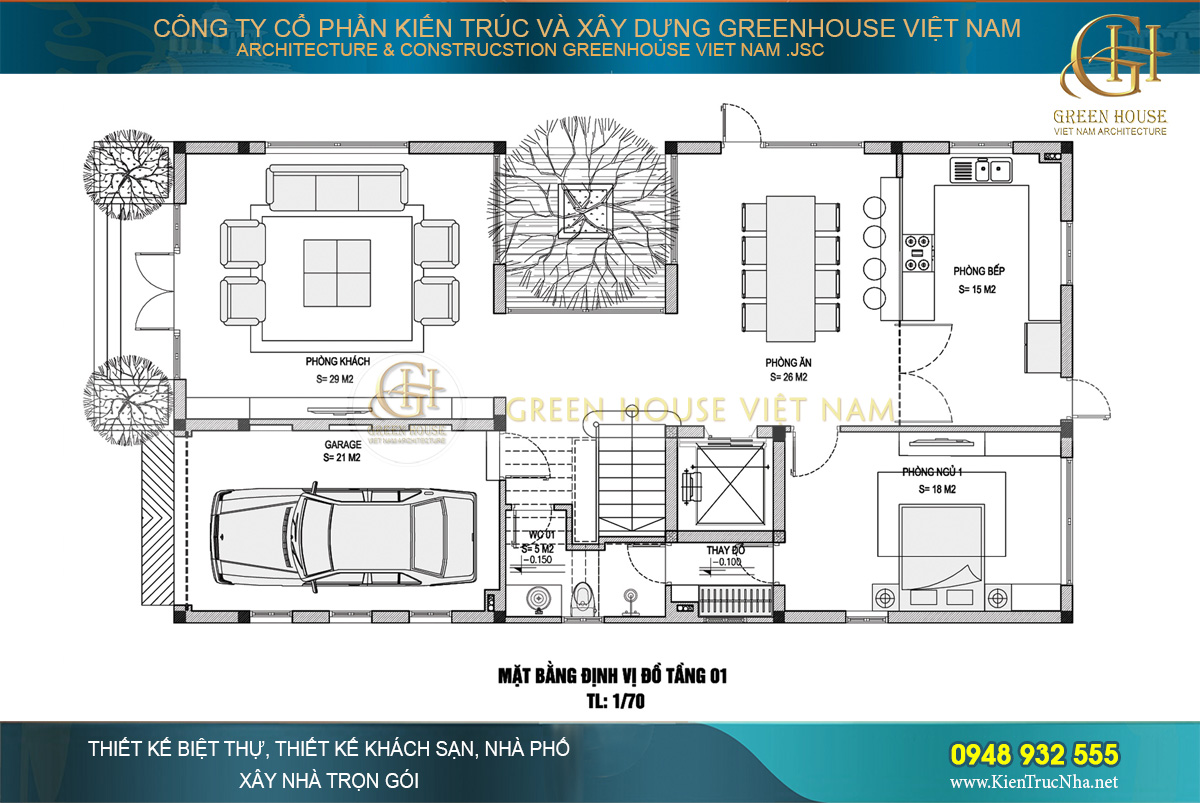 thiết kế nội thất biệt thự hiện đại 3 tầng