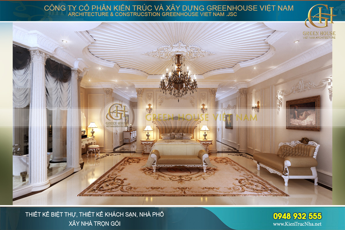 thiết kế phòng ngủ tân cổ điển đẹp