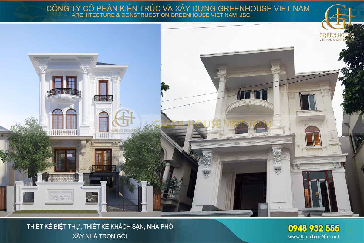 thi công trọn gói biệt thự 4 tân cổ điển tầng