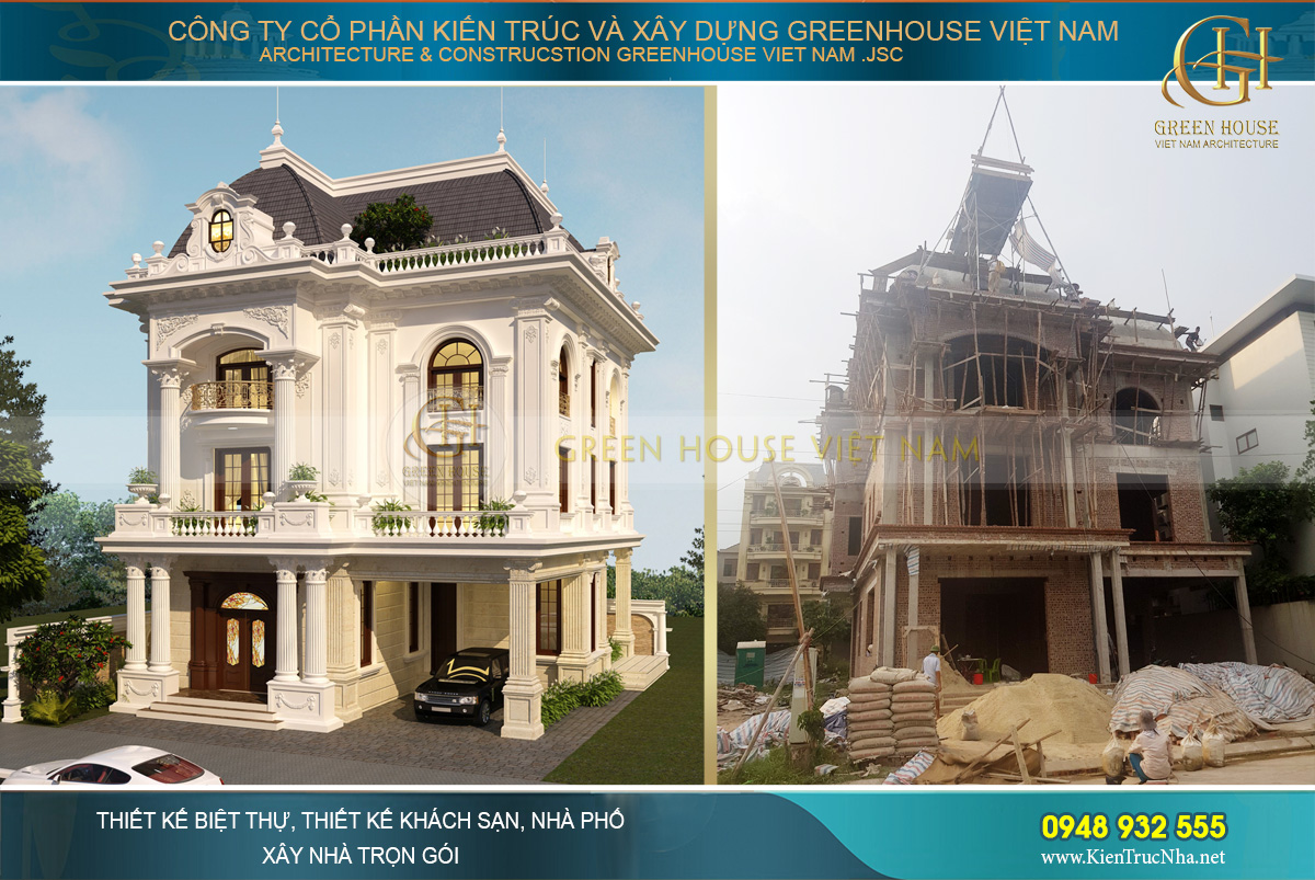 thi công trọn gói biệt thự tân cổ điển