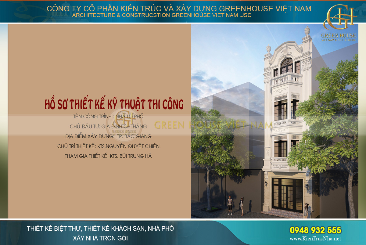 thiết kế nhà ống tân cổ điển 4 tầng