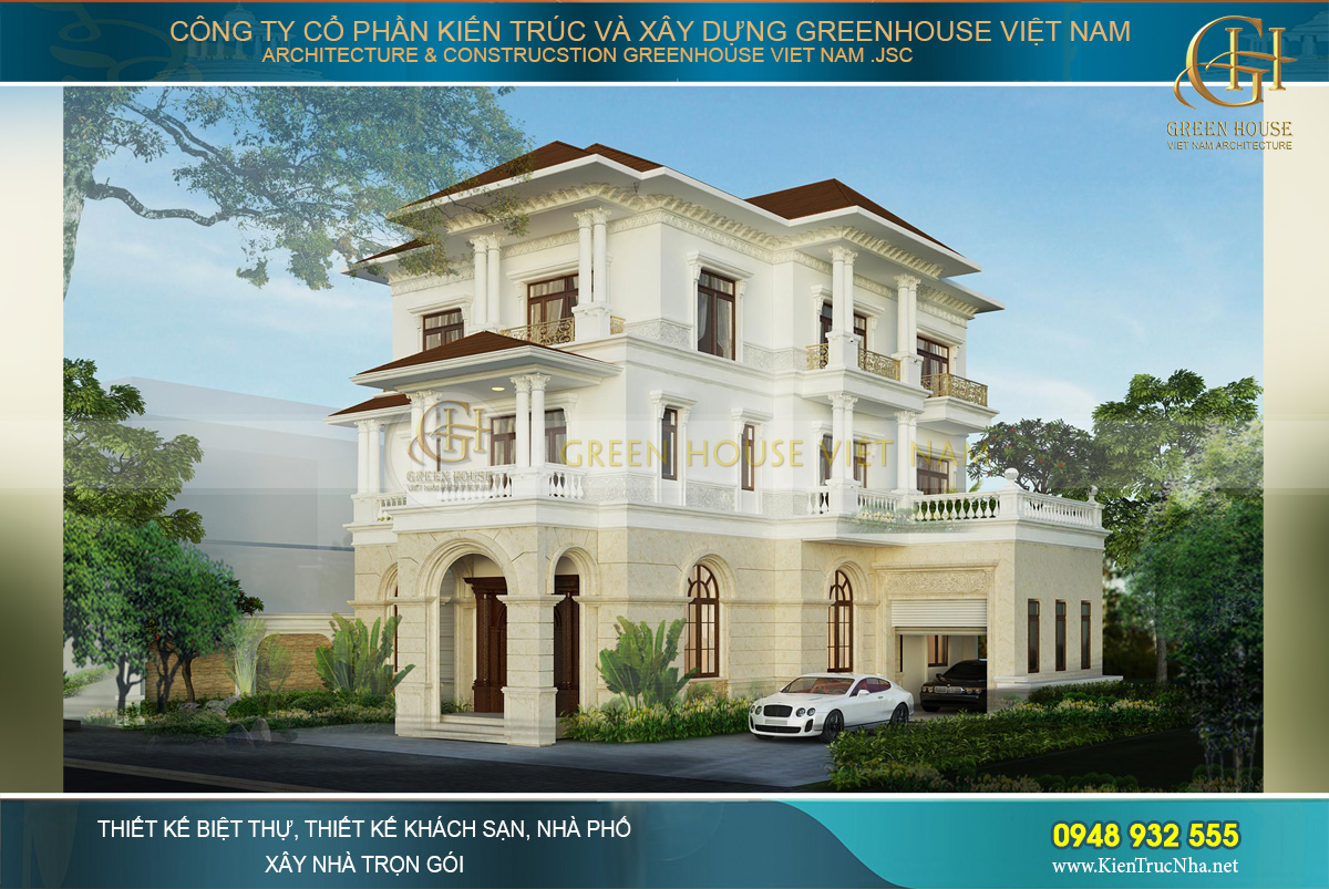 thiết kế biệt thự tân cổ điển 3 tầng Bắc Ninh