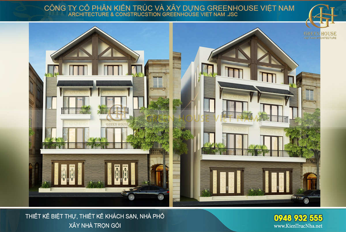 thiết kế nhà phố song lập 4 tầng tại Hải Phòng