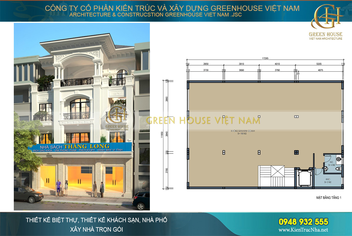 thiết kế nhà ở kết hợp kinh doanh 4 tầng